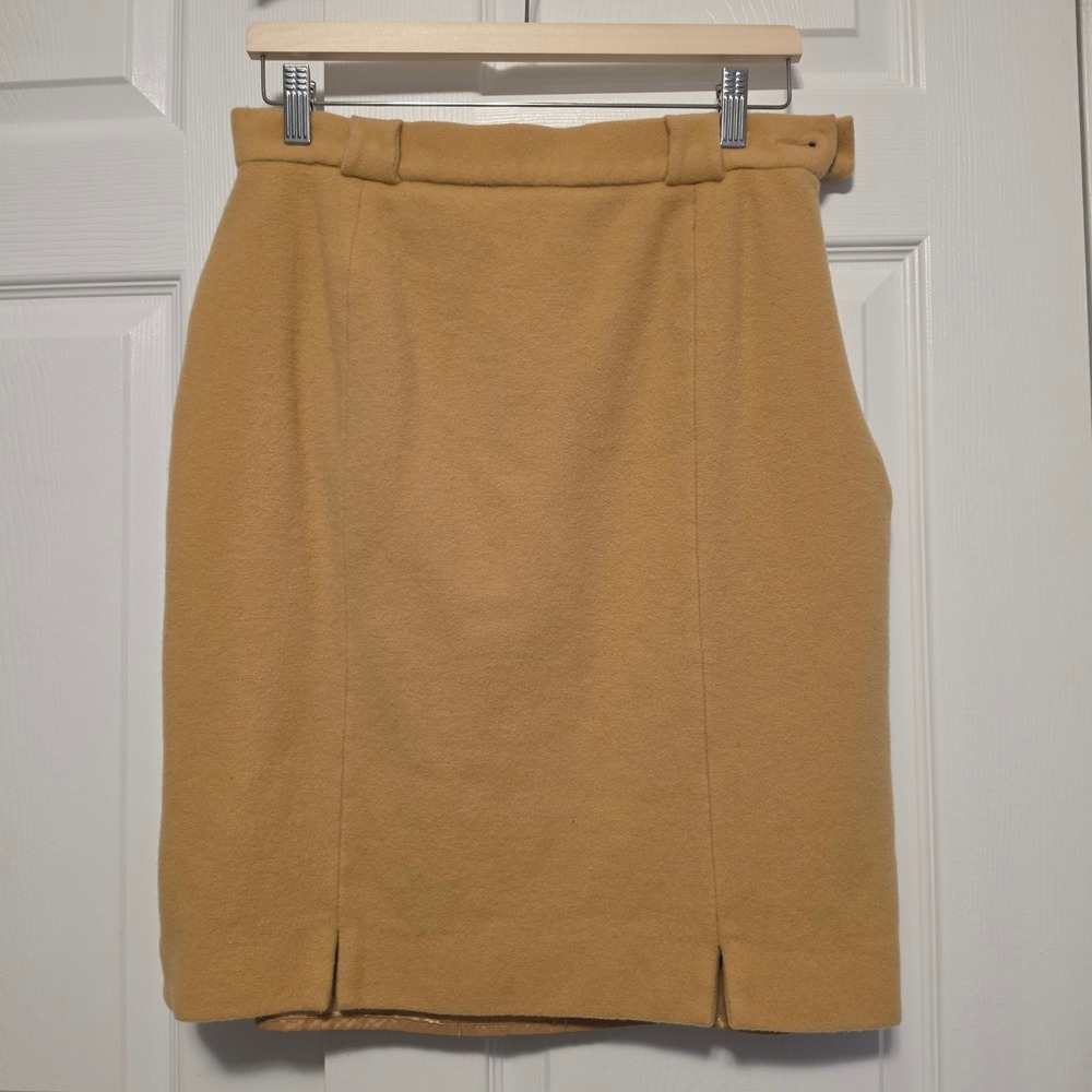 Life by Tiggy Porter Wool Cashmere Blend Pencil Skirt Camel Tan Size Medium